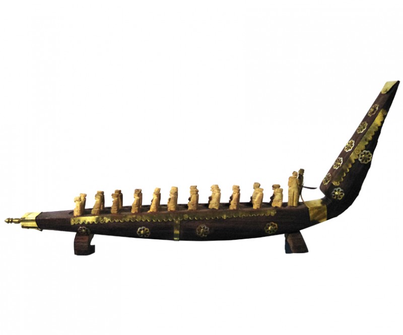 Rosewood & Brass Crafted Model of Kerala Snake Boat Chundan Vallam for Decor/Gifting